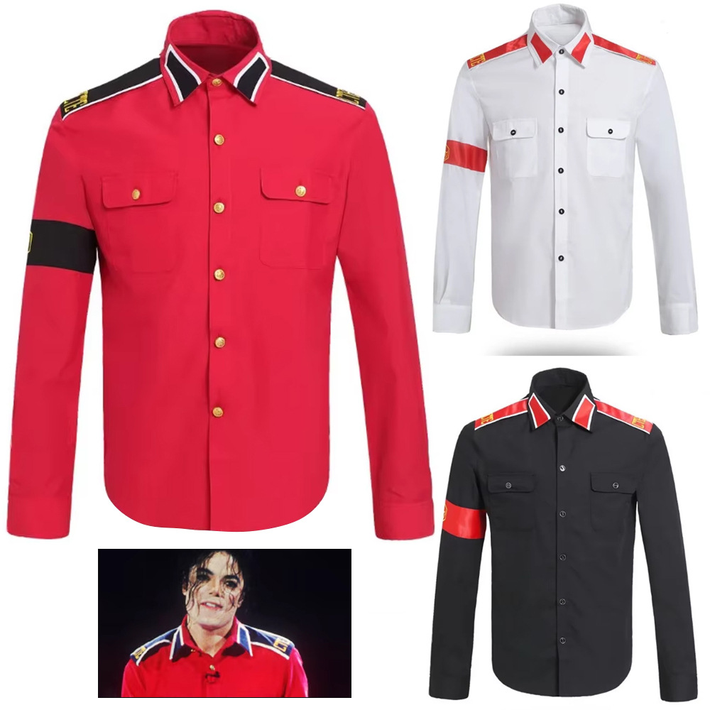 Vintage Old Fashion - Michael Jackson Anti-War Military Shirt Men's