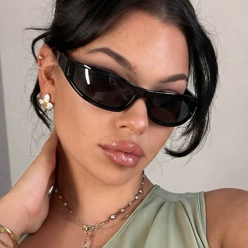 Vintage Fashion Streetwear - Y2K Narrow Rectangle Wrap Around Sunglasses