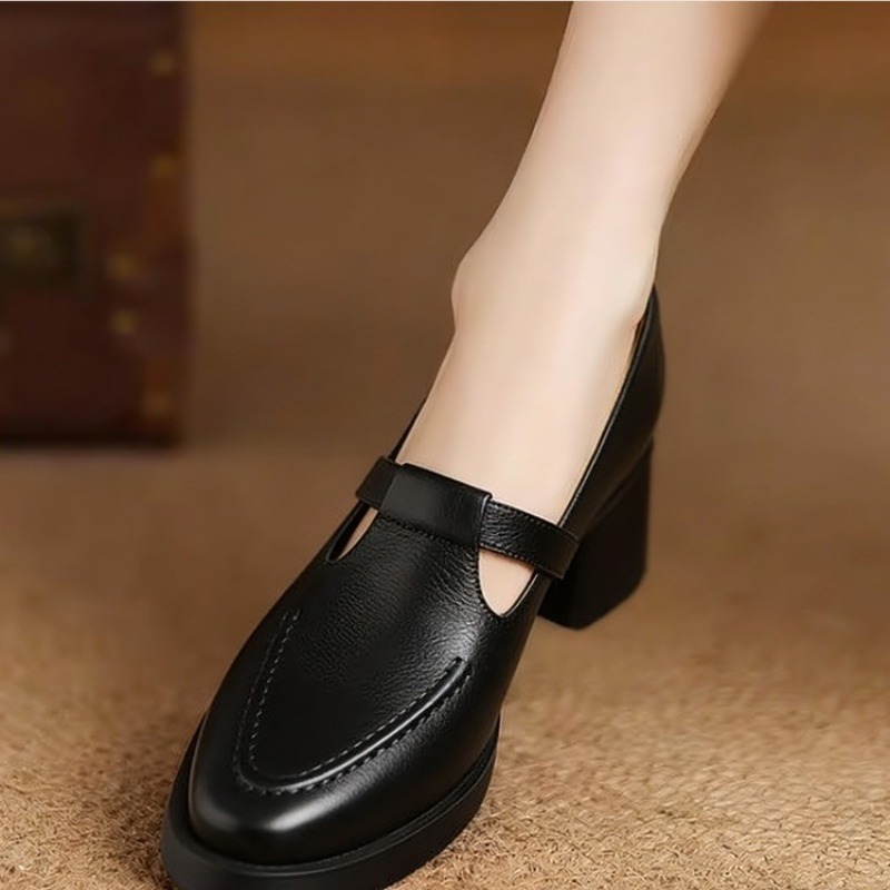 Vintage Old Fashion - French Vintage Soft Leather Platform Block