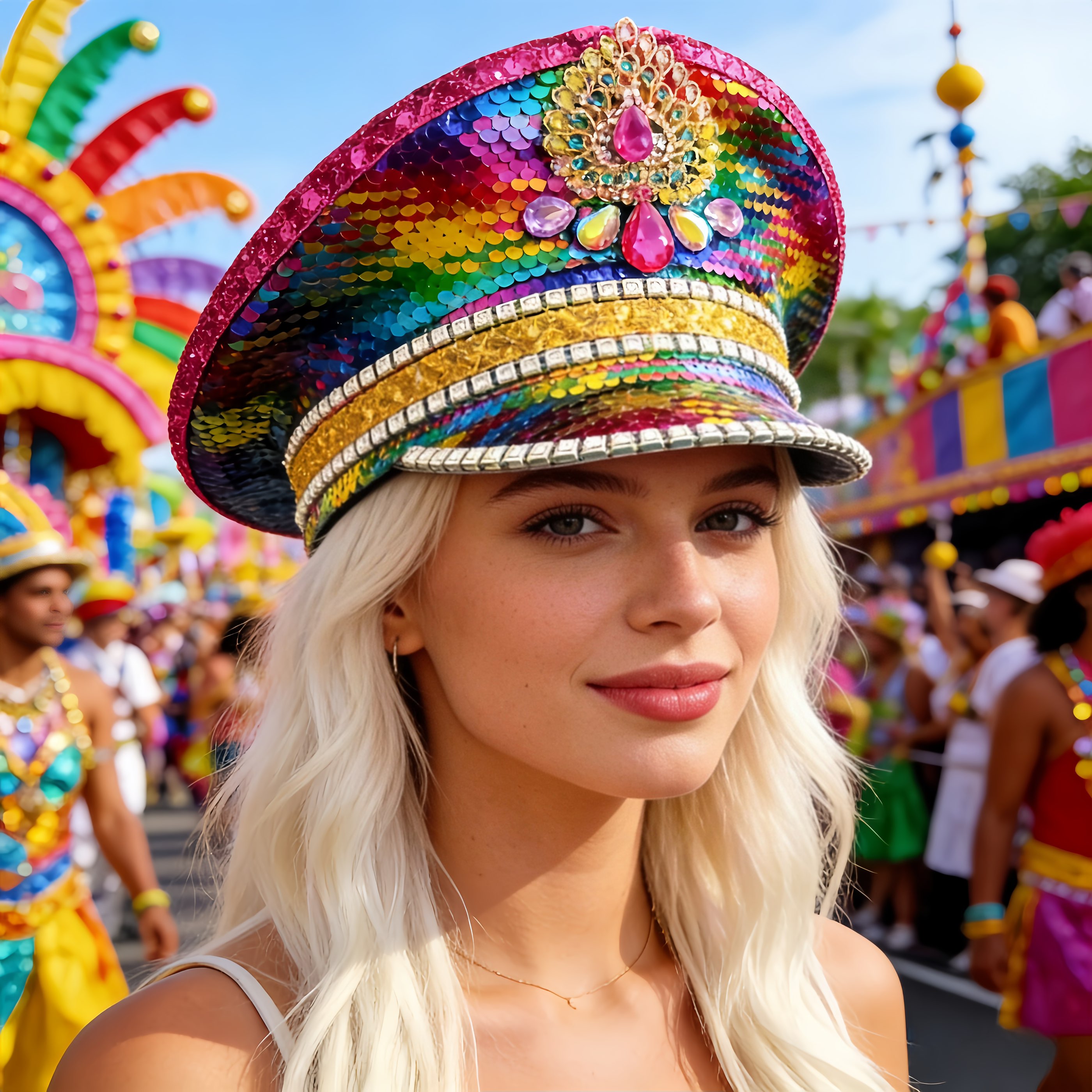 Vintage Fashion Hats - HongLuan Colourful Fashion Captain Hat Rhinestone