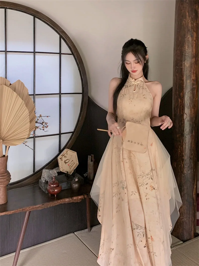 Vintage Fashion Looks - 2025 Yellow Hollow Out Cheongsam Dress