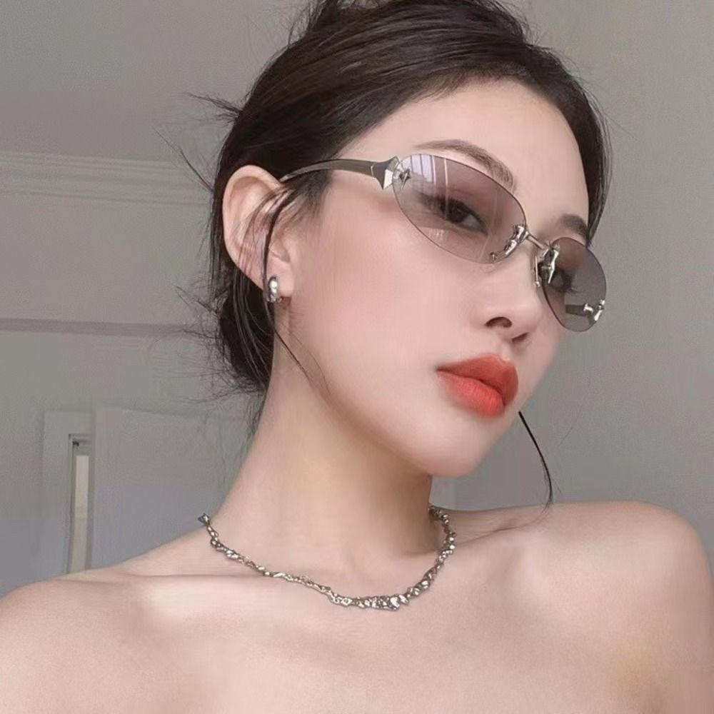Y2K Style Frameless Sunglasses - مراجعة Vintage Fashion Style Female وسعره