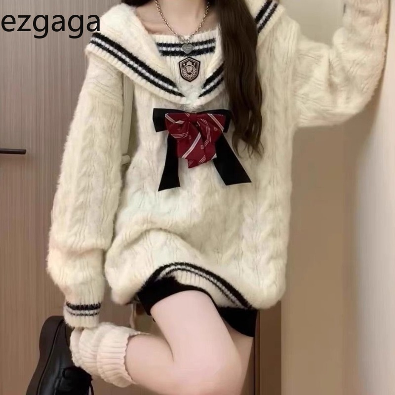 Ezgaga Knitted Sweater Women P - مراجعة Vintage Fashion Style Female وسعره
