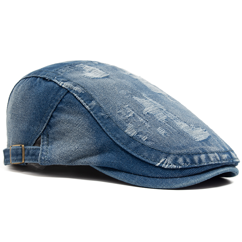 Fashion Men Ripped Denim Beret - مراجعة Vintage Fashion Nz وسعره