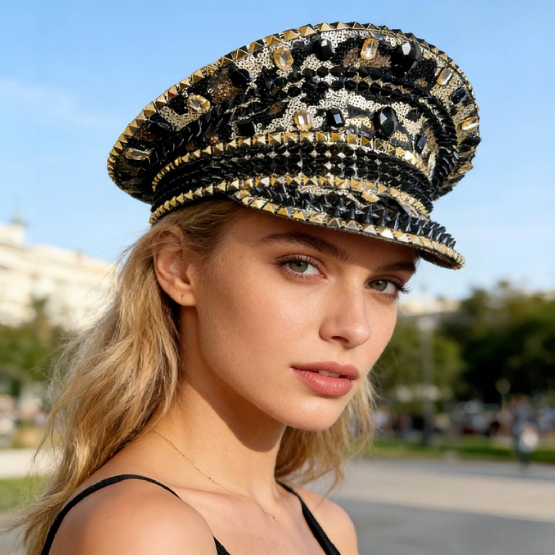 HongLuan Leopard Fashion Capta - مراجعة Vintage Fashion Hats وسعره