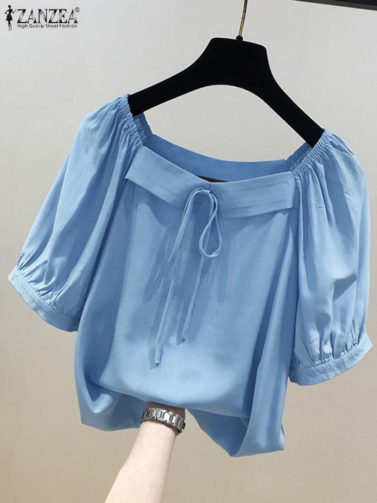ZANZEA Korean Style Solid Blou - مراجعة Vintage Fashion Style Female وسعره