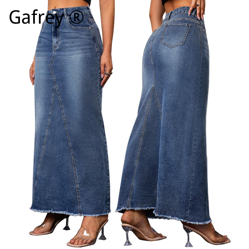 Women Denim Midi Skirt High Wa - مراجعة Vintage Fashion Streetwear وسعره