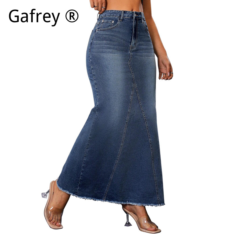 Women Denim Midi Skirt High Wa - مراجعة Vintage Fashion Streetwear وسعره