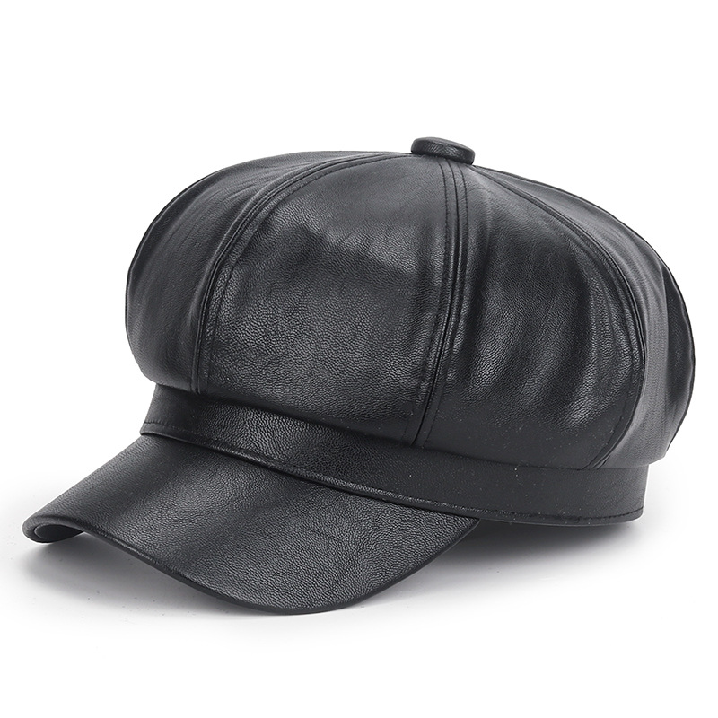 Winter Black PU Leather Hat fo - مراجعة Vintage Fashion Hats وسعره