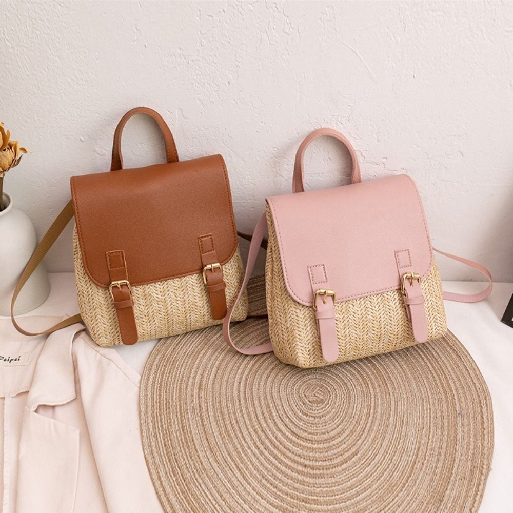 Fashion PU Leather Straw Backp - مراجعة Vintage Fashion Looks وسعره