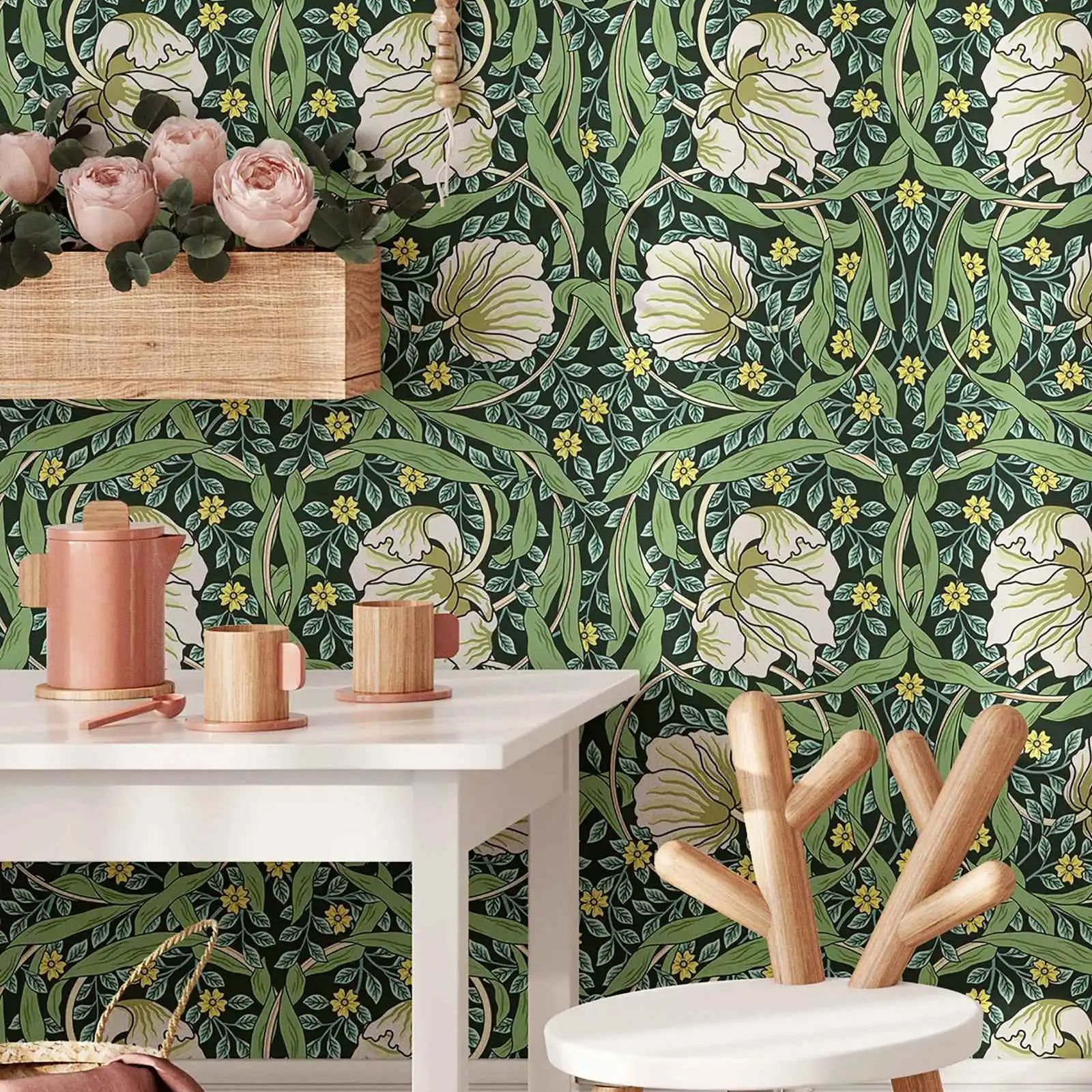 Green William Morris Wallpaper - مراجعة Vintage Fashion Wallpaper وسعره