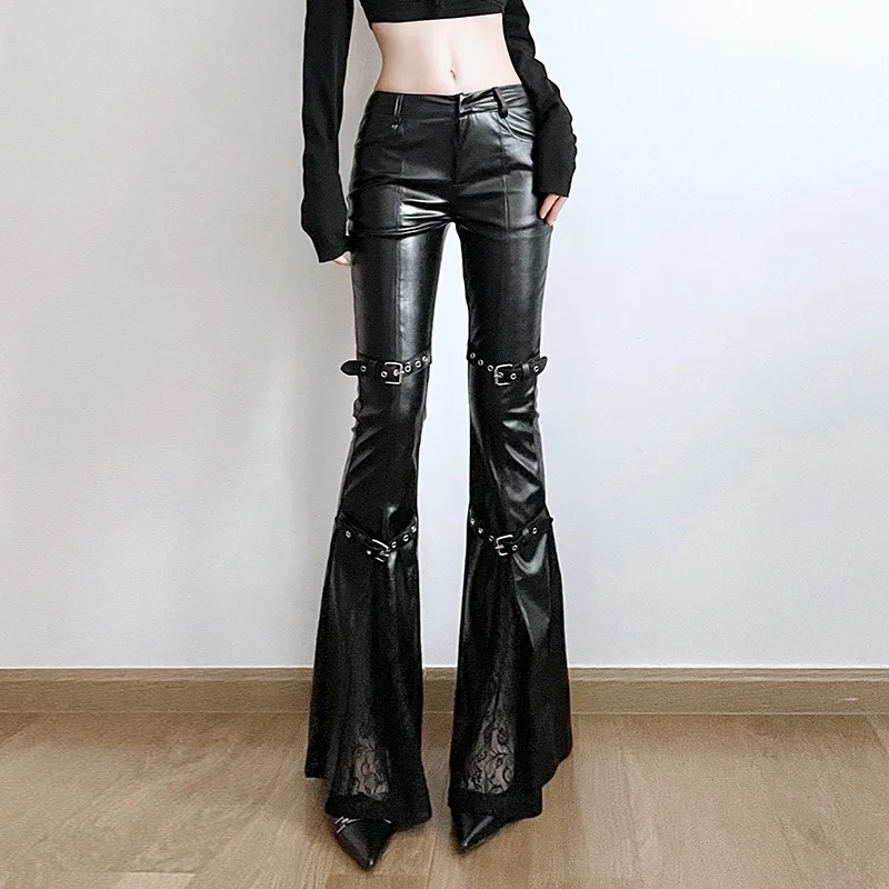 Women's PU Leather Flare Pants - مراجعة Vintage Fashion Streetwear وسعره