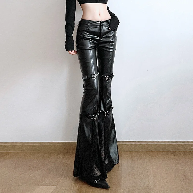 Women's PU Leather Flare Pants - مراجعة Vintage Fashion Streetwear وسعره