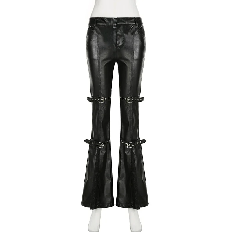 Women's PU Leather Flare Pants - مراجعة Vintage Fashion Streetwear وسعره
