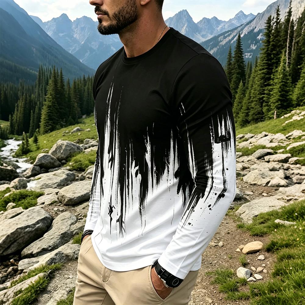 Men's Gradient Ink Splash Long - مراجعة Vintage Fashion For Men وسعره