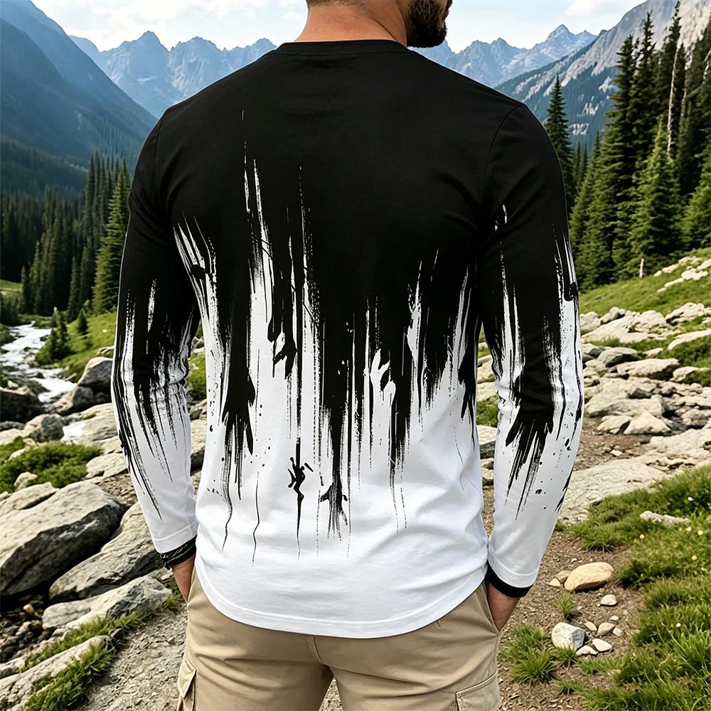 Men's Gradient Ink Splash Long - مراجعة Vintage Fashion For Men وسعره